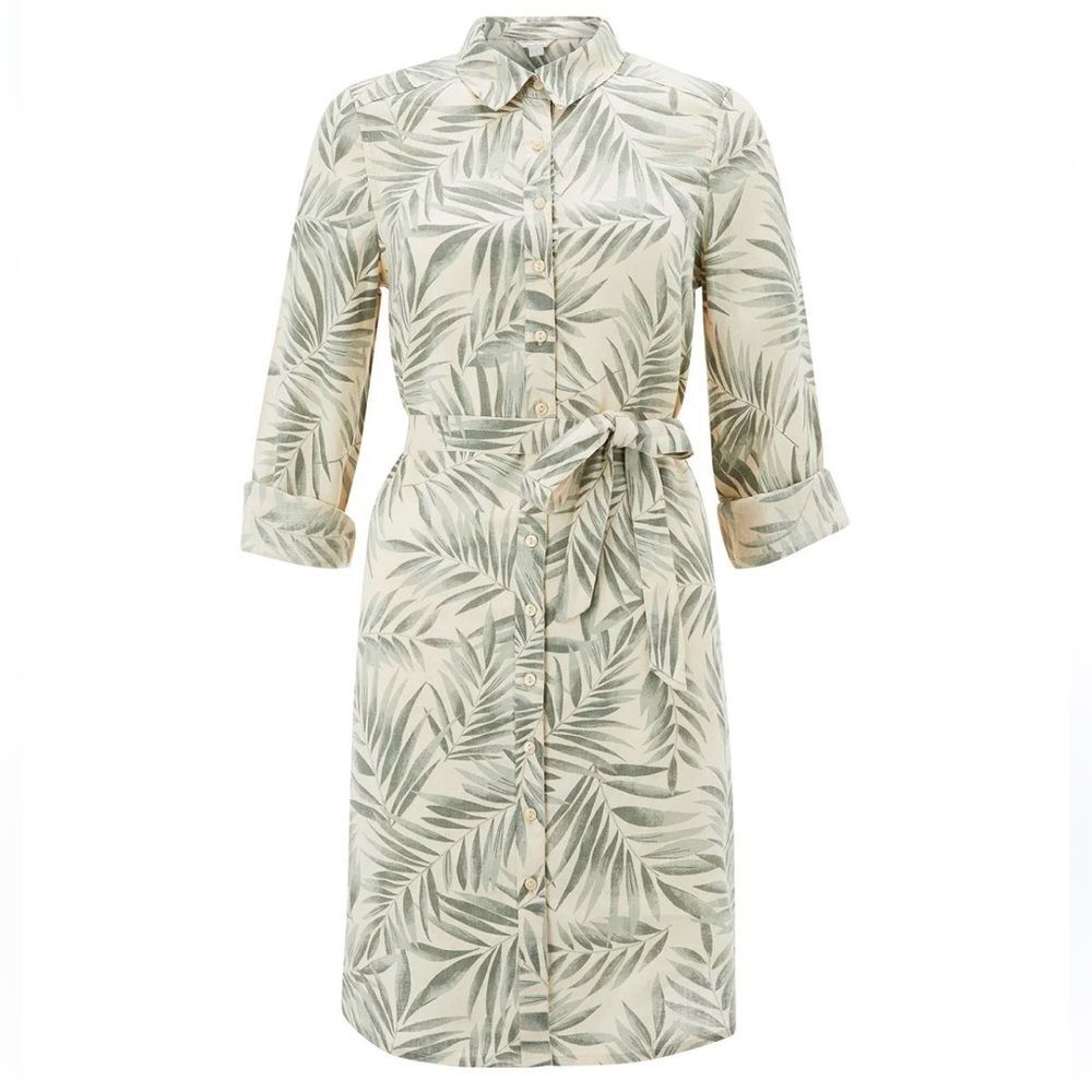Monsoon Linen Button Down Shirt Dress Coastal Artsy Boho Natural Fiber